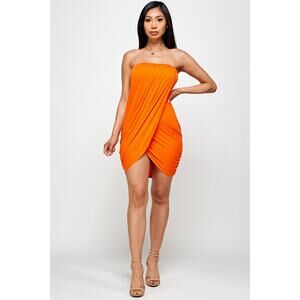 Tube Top Criss Cross High Split Mini Dress